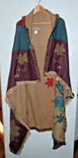 Boho Hippie Long Vest Duster Marc New York 1 Size Teal Rust Purple Floral Fringe