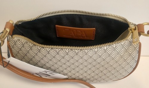 BNWT Zara Brown Mini Purse Handbag Metal Trim Tweed /RG59/12 - Picture 5 of 6