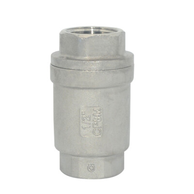 1/2'' inch Spring Loaded In-line NPT Threaded Check Valve Stainless Steel SS316