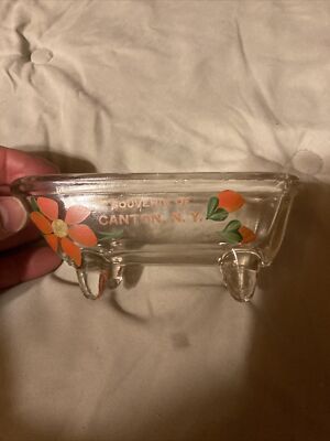 Vintage Canton NY Souvenir Glass Bathtub 