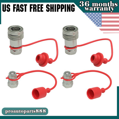 New Hydraulic Coupler Quick Connect Coupling 2Sets Ball Pioneer Style 1/2'' NPT