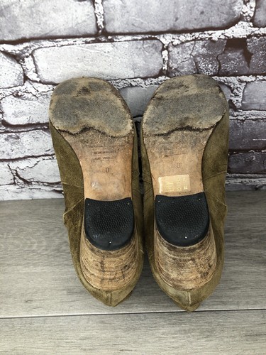 Isabel Marant Dewina Olive Green Brown Suede Dicker Ankle Booties Women Sz 40EU - Picture 10 of 23