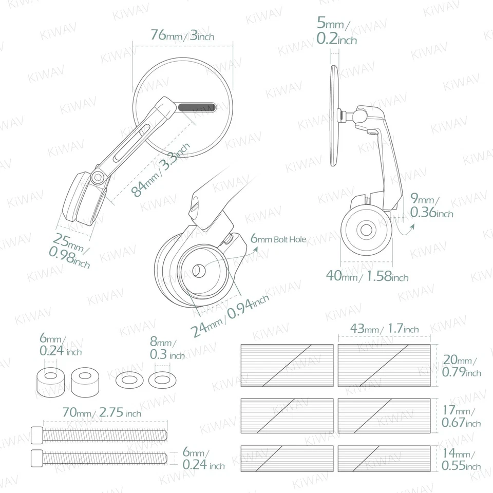 Espejos retrovisores de extremo de barra pesados delgados OJO redondos negros para Harley '96-'17 Dyna excepto FXDLS Foto 2 de 4
