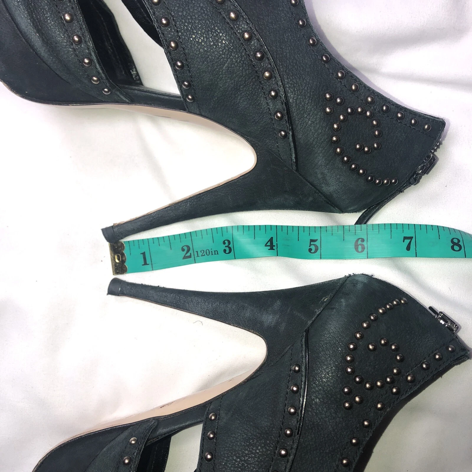 Sandali donna MIU MIU tacco misura 10 5 41 5 neri in pelle e borchie argento