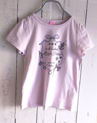 Mezzo Piano T-shirt Light Pink Size S/140cm Ribbon Rhinestone
