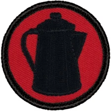 Retro Coffee Pot Patrol Patch - 2" Round Embroidered Patch