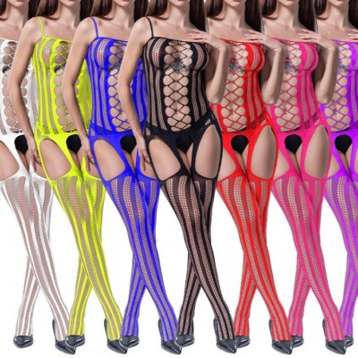 High Elastic Sexy Women Lingerie Fishnet Body Stocking Babydoll Dress Sleepwear