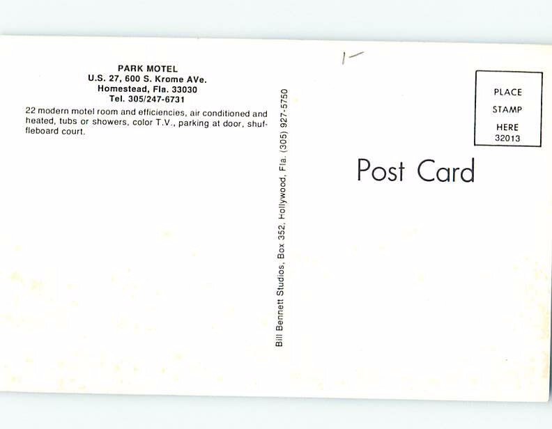Unused Pre1980 MOTEL SCENE Homestead Near Miami Florida FL 60.000