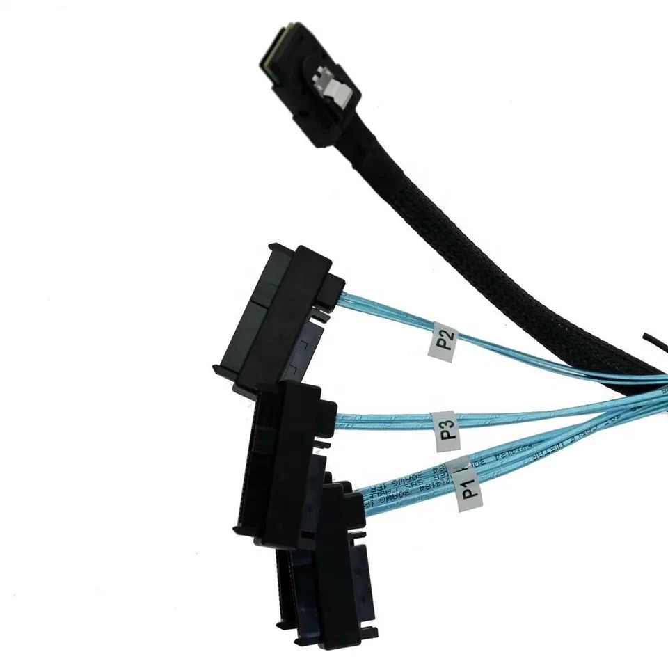Mini-SAS to 4 SAS Forward Breakout Cable HBA RAID SFF-8087 to SFF-8482 HDD SSD — 第 4/4 张图片