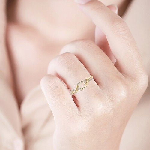 18k Yellow Gold Semi Mount Round 4.5mm To 6.2mm Natural Si/h Diamonds Fine Ring - Picture 4 of 9