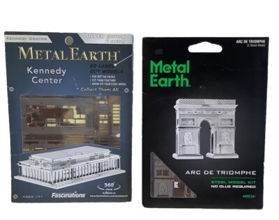 Metal Earth Arc De Triomphe And Kennedy Center Lot Of 2 Steel Model Kits 48