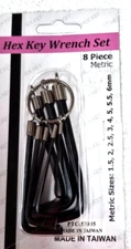 8 PC. HEX KEY WRENCH SET METRIC HEX KEY ALLEN TYPE  METAL