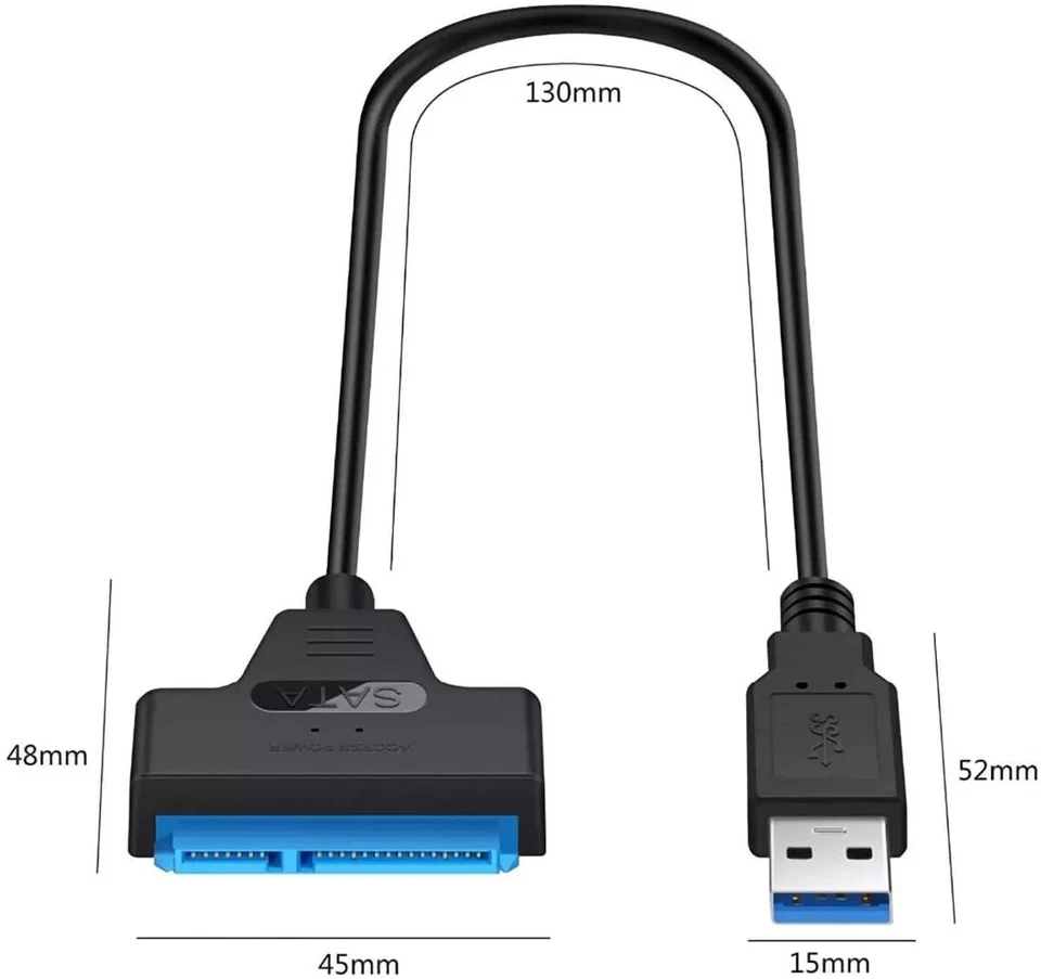USB 3.0 auf zu SATA Adapter Kabel 22 Pin Für 2,5" Festplatte PC Laptop HDD SSD - Bild 2 von 4