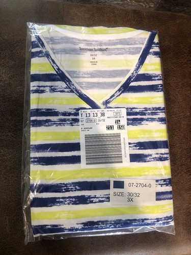 Woman Within 3X 30/32W Plus Top V-Neck 3/4 Sleeves Floral Blues Multi Cotton NEW - Picture 14 of 16