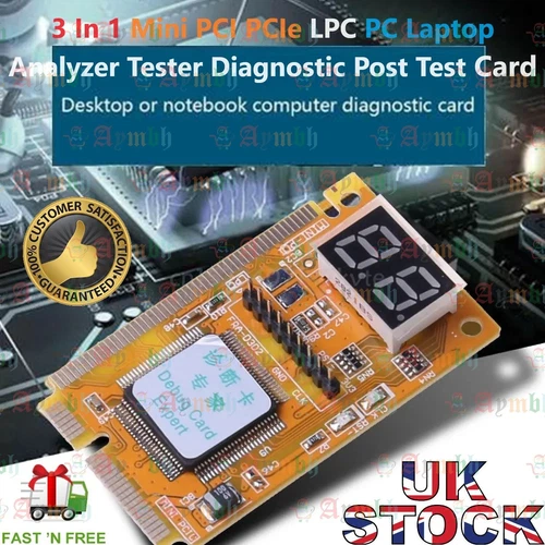 3 In 1 Mini PCI PCI-E LPC PC Laptop Analyzer Tester Diagnostic Post Test Card UK