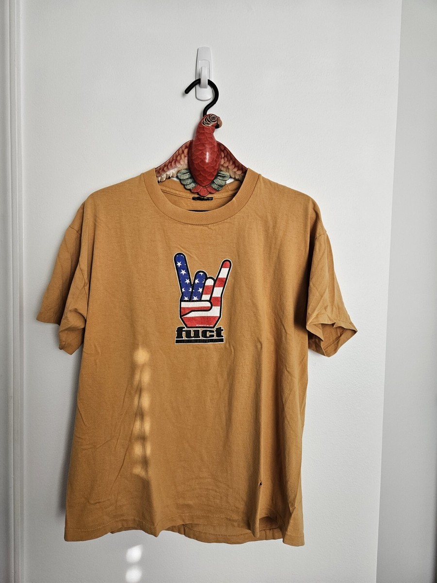 Vintage 90s Fuct Horned Hand Logo T Shirt Men's Large Yellow Vintage 90s Fuct Horned Hand Logo T Shirt Men's Large Yellow