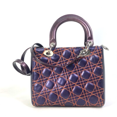 【ヴィンテージ】Rank:S☆Dior Purple Lady Mini Cannage バック CHRISTIAN DIOR Cannage Lady Dior Quilted bag Crossbody Hand