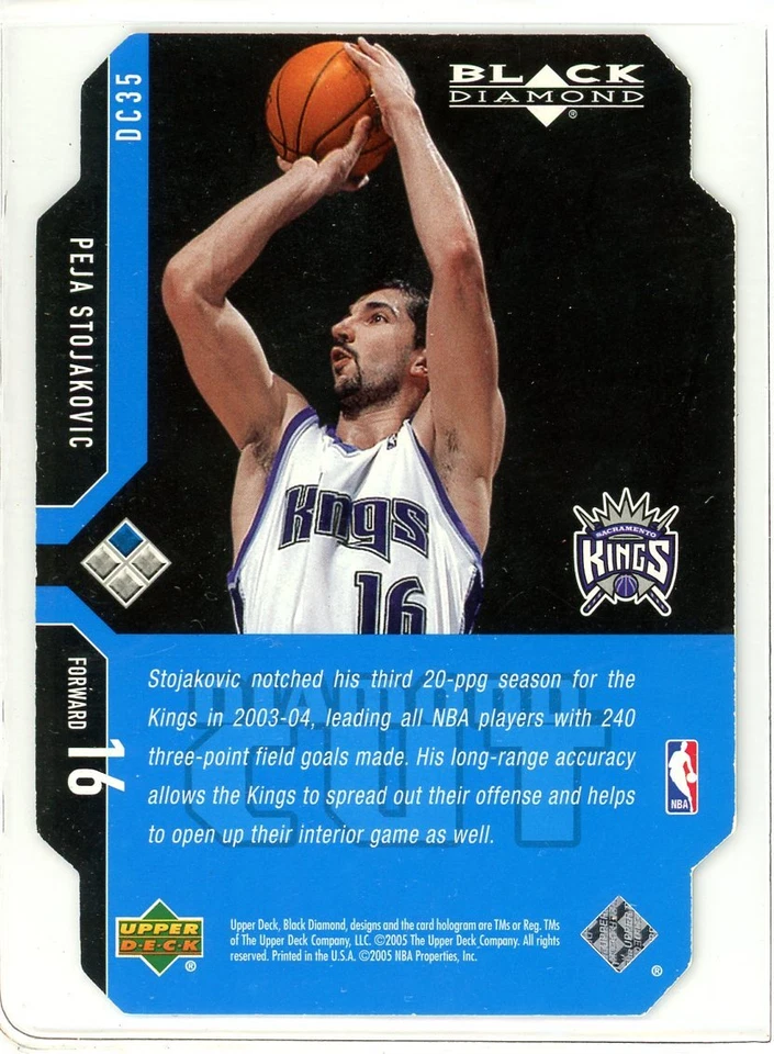 2005 UD BLACK DIAMOND PEJA STOJAKOVIC DIAMOND CUT   #DC 35  - Image 2 of 2