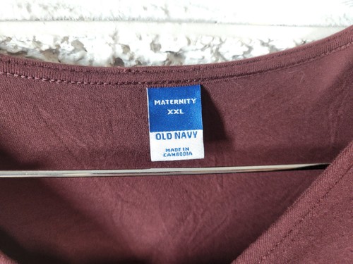 Old Navy Maternity Womens Dress XXL 2XL Plus Long Sleeve Pullover Brown Gathered - Picture 9 of 11