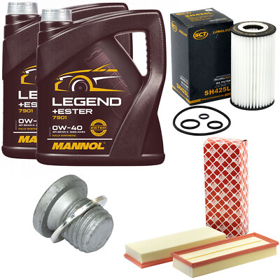Motoröl Filter Set 0W-40 8 Liter + Ölablassschraube für Mercedes E-Klasse W212
