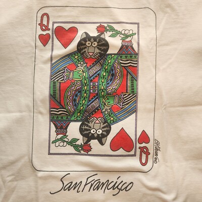 B. Kliban Queen of Cats Queen of Hearts San Francisco T-shirt Size XL Signed