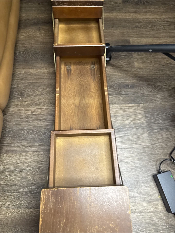 Caja de costura de madera plegable estilo acordeón vintage de 3 niveles o posible joyero Foto 4 de 4