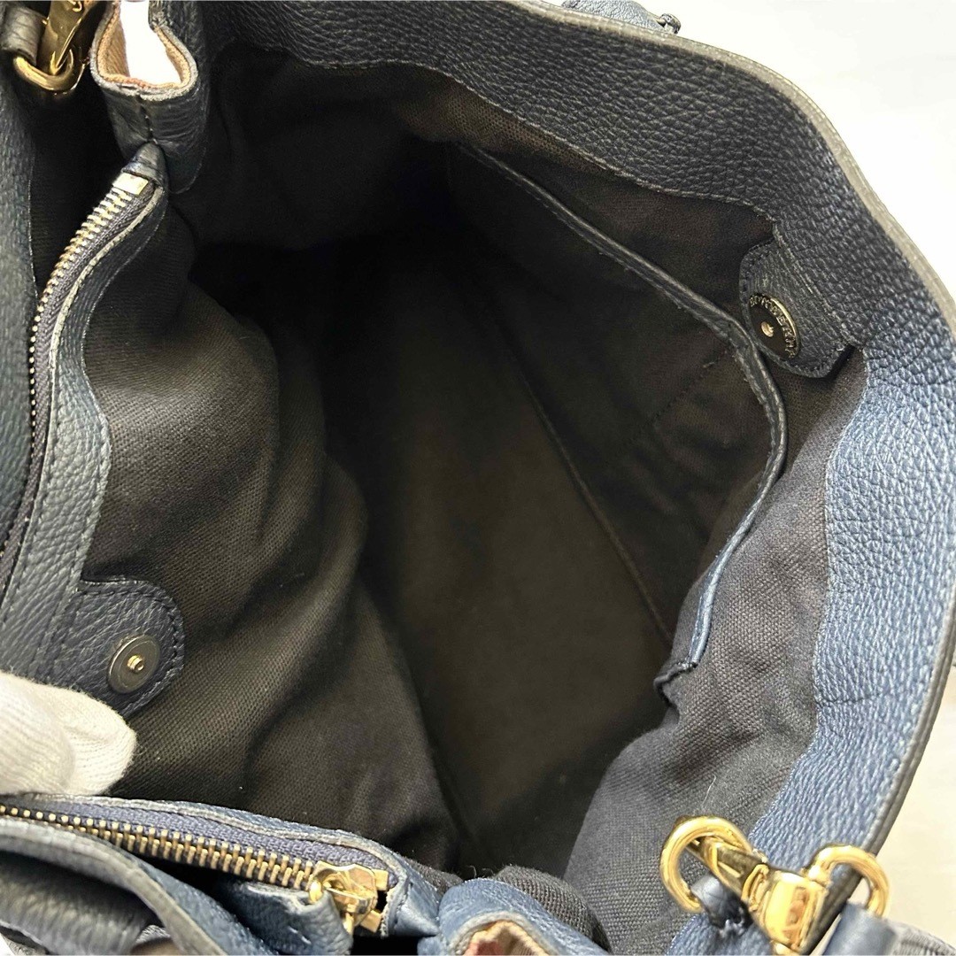 ■2way■BURBERRY ショルダーバッグ ダービー ミディアム ネイビー Burberry 2-Way Medium Navy Leather Shoulder Bag Handbag | eBay