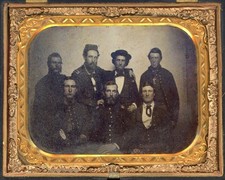 6 CIVIL WAR SOLDIERS AND 1 CIVILIAN IN 1 TINTYPE