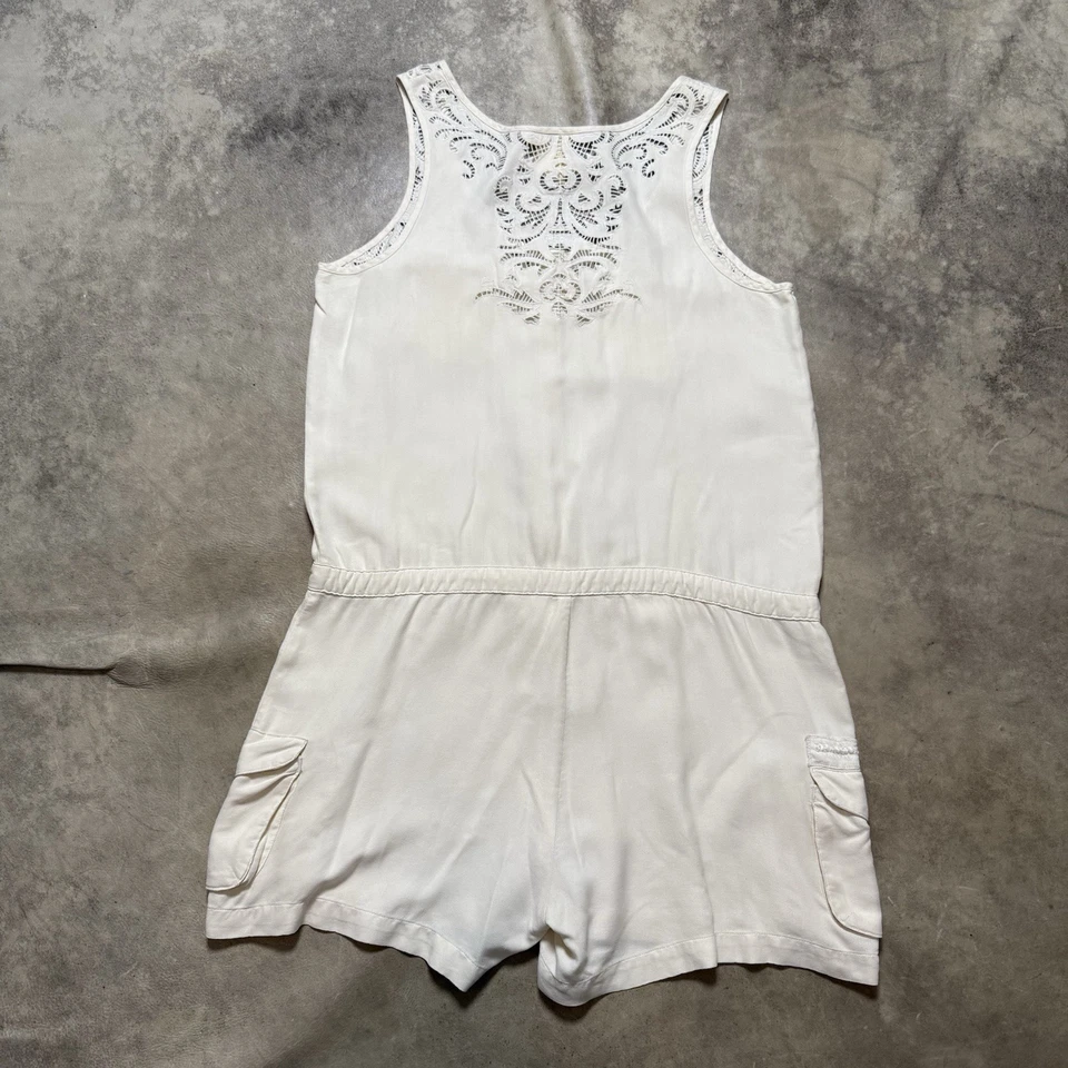 Mameluco Da Nang para mujer talla M beige 100 % seda bolsillos excedente encaje top Foto 2 de 4