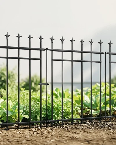 ARIFARO Metal Garden Fence Rustproof 4 Panels + Gate 3.5m 91x71cm Panels - Black
