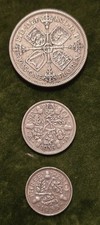 1935 Silver Coin Set Florin Sixpence Threepence George V Antique UK Coin Lot