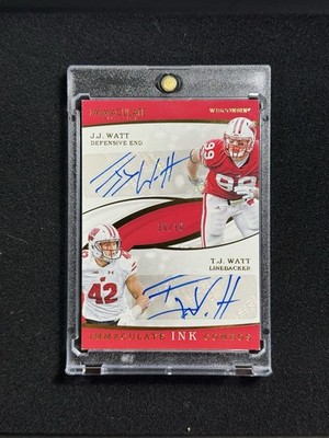 JJ Watt TJ Watt RC Dual Auto Gold #10/10 2019 Panini Immaculate 1/1 Last Bookend