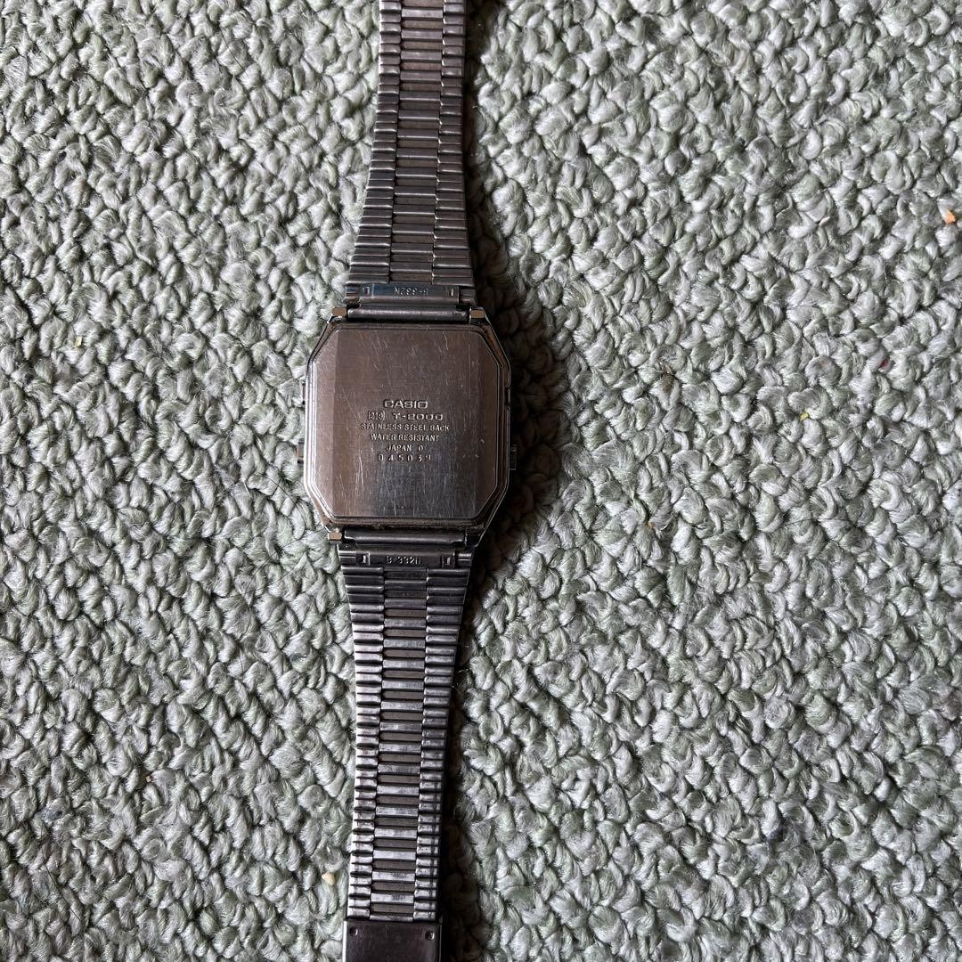 Casio T-2000 Digital Watch Vintage 1970s Stainless Steel Band