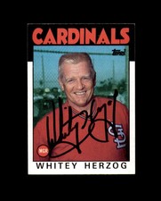 Whitey Herzog Signed 1986 Topps St. Louis Cardinals Autograph