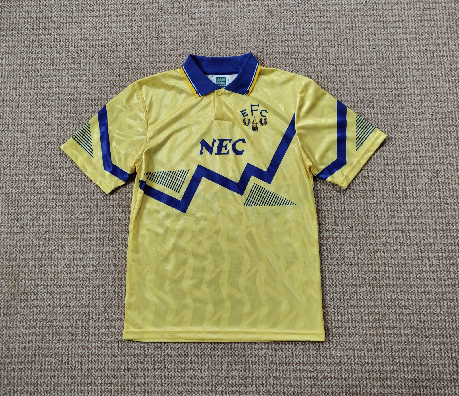 Everton 90s Score Draw Retro Vintage Men's Football Soccer Jersey NEC sz S