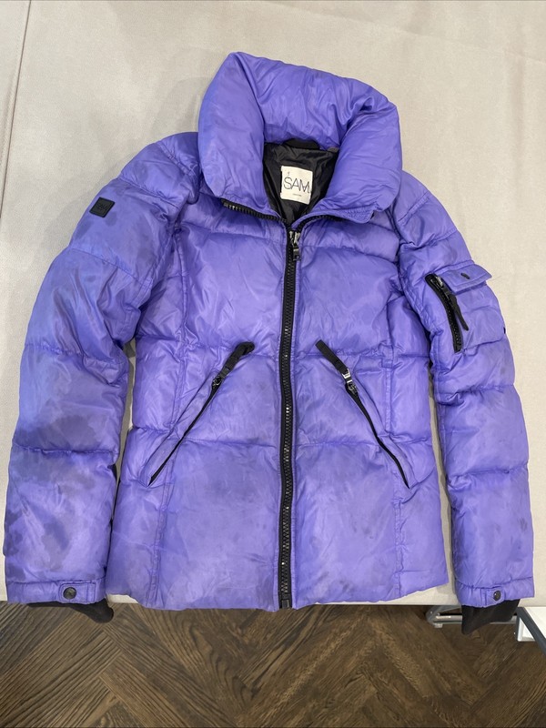 Sam New York Kids Purple Puffer Jacket Size 14 Pre-owned Lightly Discolored