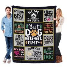Dog Mom Blanket For Women Gifts For Dog Lovers Owners Soft Flannel 50x60 Inch