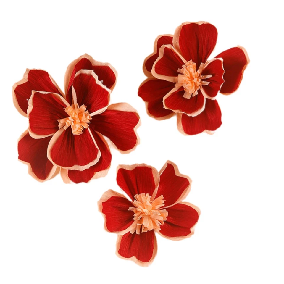 3x fleurs en papier décorations murales artificielles pour anniversaire - Photo 1/4