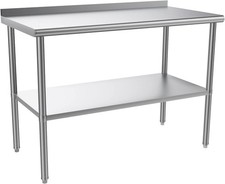 48'' x 24'' x 35.4" Stainless Steel Table for Prep  Work with Backsplash Silver