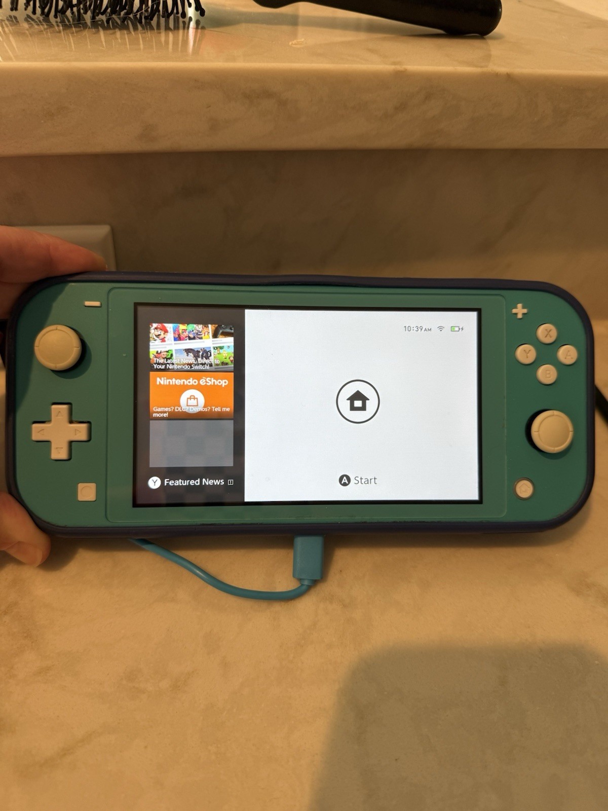 Nintendo Switch 1 Teal With Blue Case Included