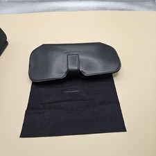 SAINT LAURENT YSL BLACK LEATHER MAGNETIC SUNGLASSES EYEGLASSES CASE w/dust cloth