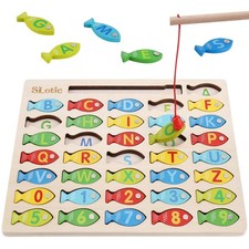 Slotic Magnetic Wooden Fishing Game Toy for Toddlers - Medium, Multicolor
