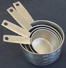 Vintage FOLEY Stainless Measuring Cups Set of 4 Imperial/Metric Block Font