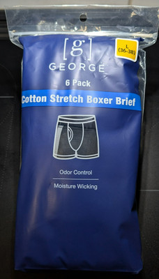 George Men's Cotton Stretch Boxer Briefs Large, XL and 2XL Underwear 6-Pack NEW