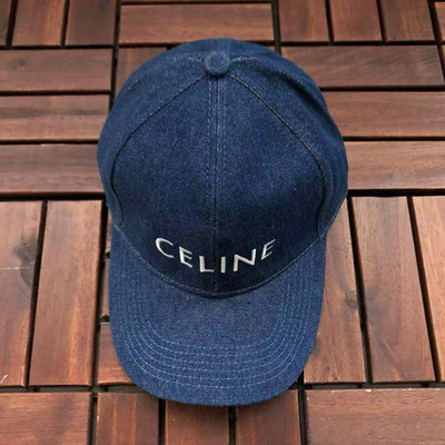 CELINE Blue Baseball Cap Adjustable Solid Pattern Men's Hat Size M