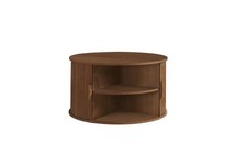 Axel Round Fluted Coffee Table with Storage – Oak , Black & Walnut – Living Room
