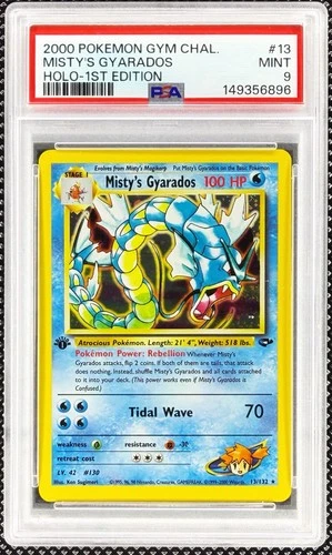 2000 POKEMON GYM CHALLENGE HOLO-1ST ED #13 MISTY'S GYARADOS PSA 9
