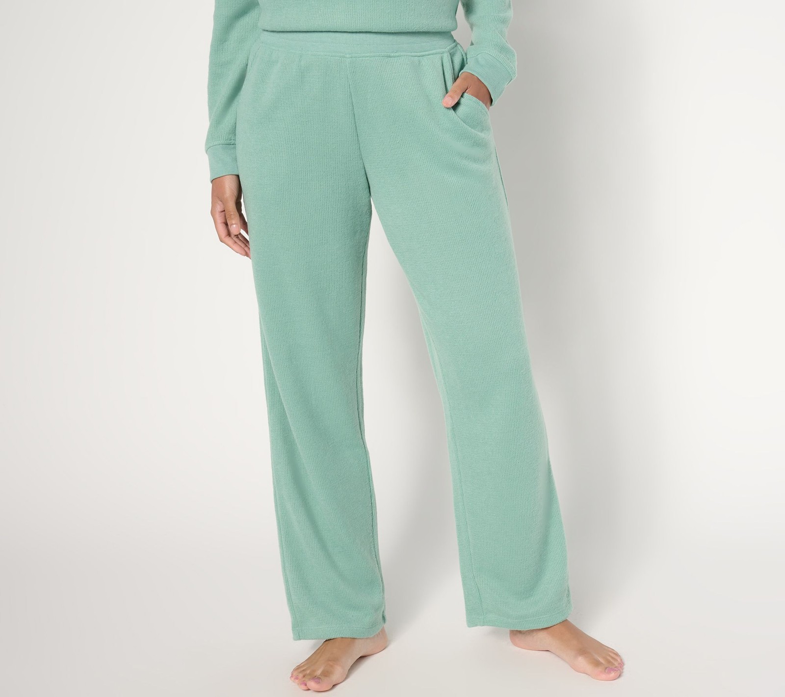 Maya J Women's Pants Sz M Jersey Back Sweater Lounge Pant Green A663025