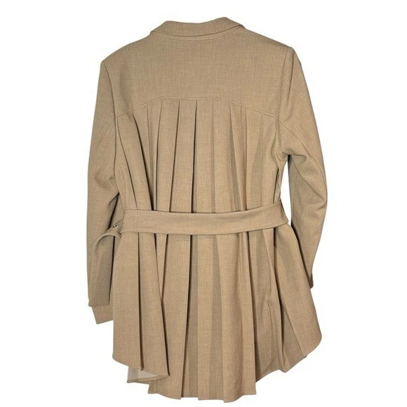 Blazer Anthropologie Maeve Plisado Espalda Cinturón Talla S Tostado Minimalista Oficina Boho Foto 3 de 4
