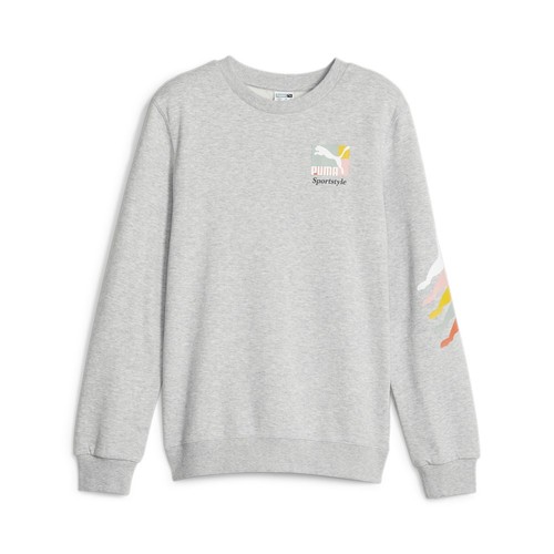PUMA Classics Brand Love Crew Neck Sweatshirt Youth Boys Grey 62225604